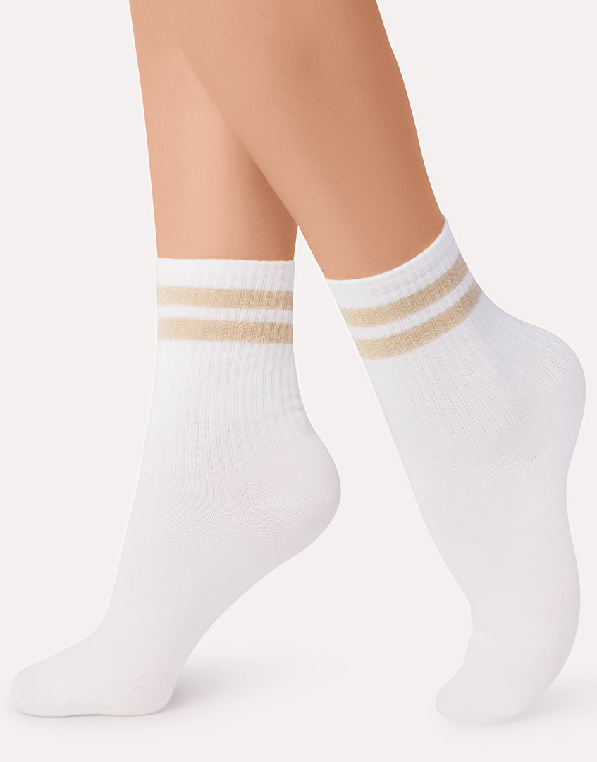 Calzini in cotone con righe in glitter IBD733010