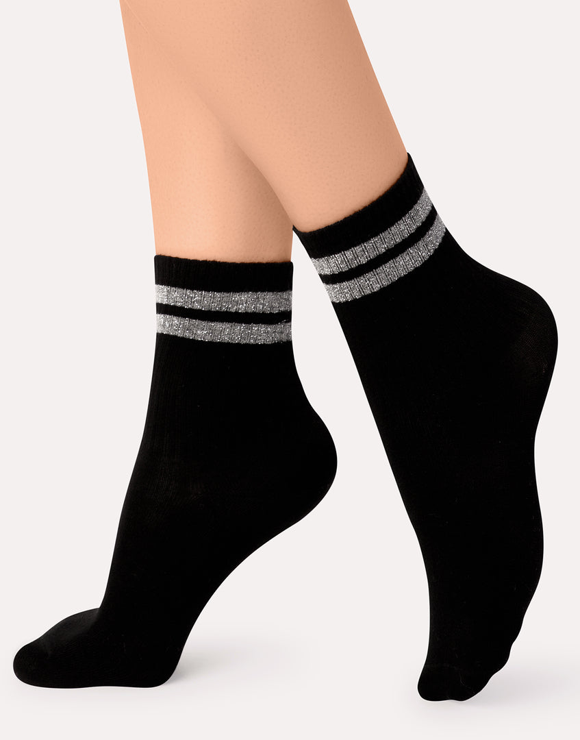 Calzini in cotone con righe in glitter IBD733010